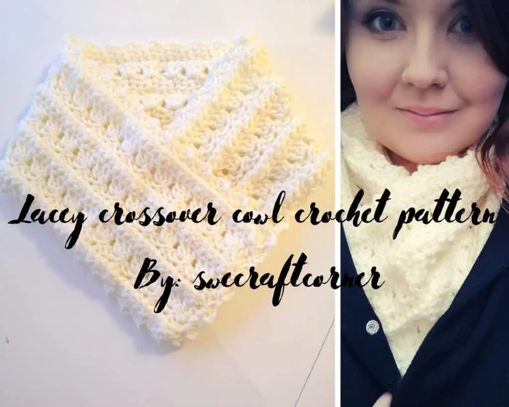 Lacey crossover cowl free crochet pattern
