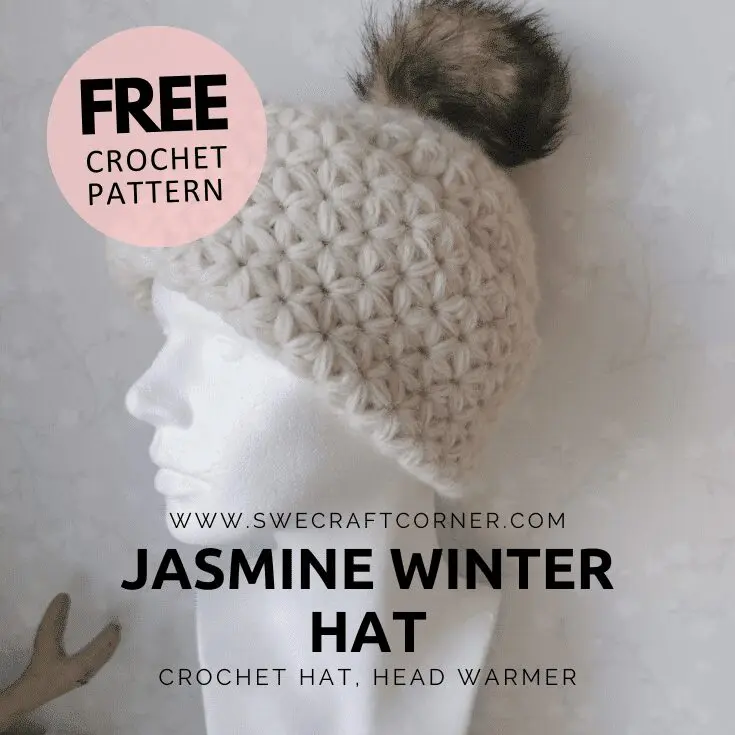 FREE crochet pattern - Winter hat, Jasmine Free Adult Crochet Patterns