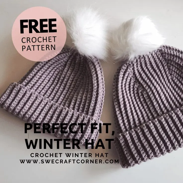 FREE crochet pattern - Mommy and Me Ribbed Beanie Booties, Hats & Accessories