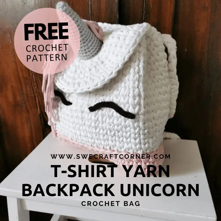 FREE crochet pattern - T-shirt yarn backpack, Unicorn Booties, Hats & Accessories