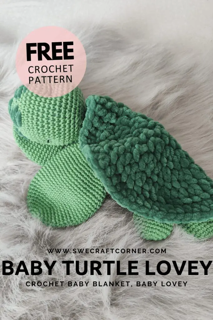 FREE PDF Crochet turtle lovey pattern - perfect for baby boys This is the perfect lovey for little boys. It's fluffy chenille body makes for a soft baby blanket for the turtle snuggler. It's an easy step by step crochet pattern free on my crochet blog.