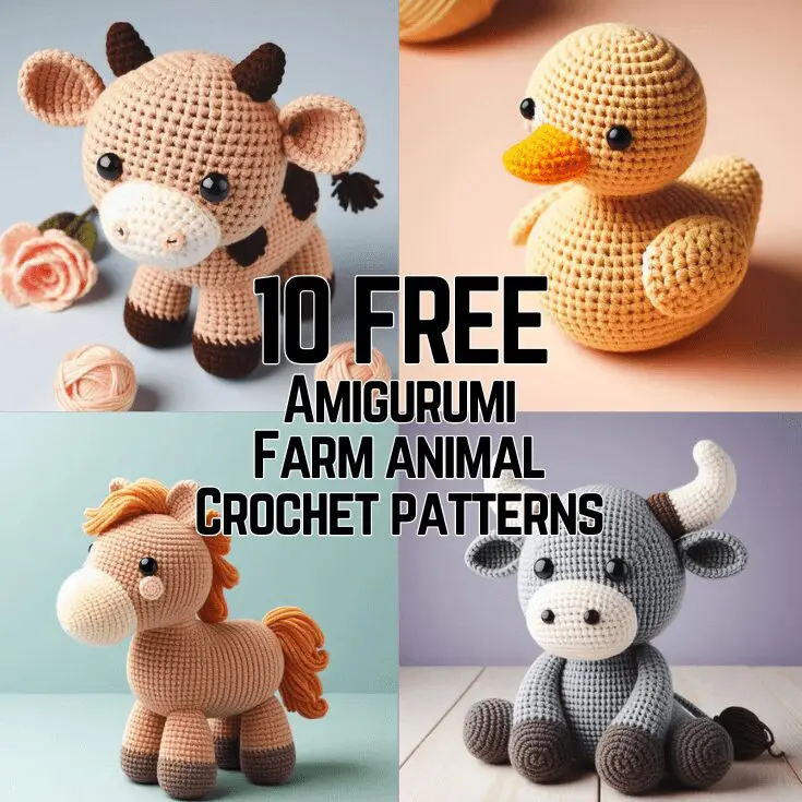 x10 common Amigurumi Farm Animal FREE Crochet Patterns!
