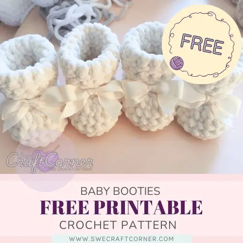 Printable free crochet pattern Baby booties
