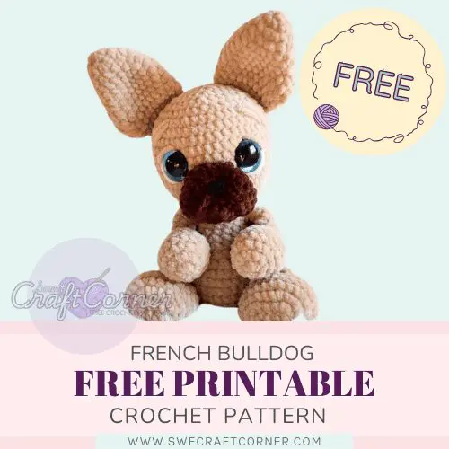 Printable free crochet pattern French bulldog