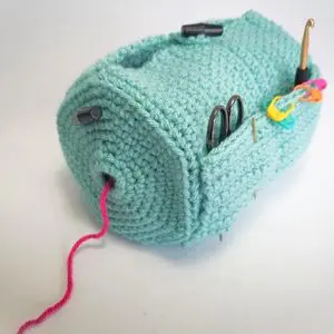 crochet Yarn project bag in turquoise 