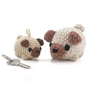 Crocheted amigurumi dog keychain and toy