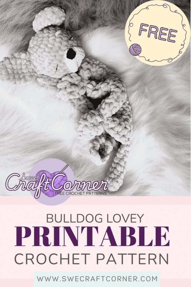 Bulldog lovey free Printable crochet pattern
