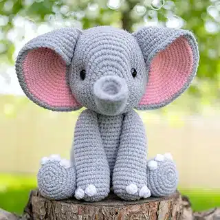 Cute gray crocheted elephant toy
