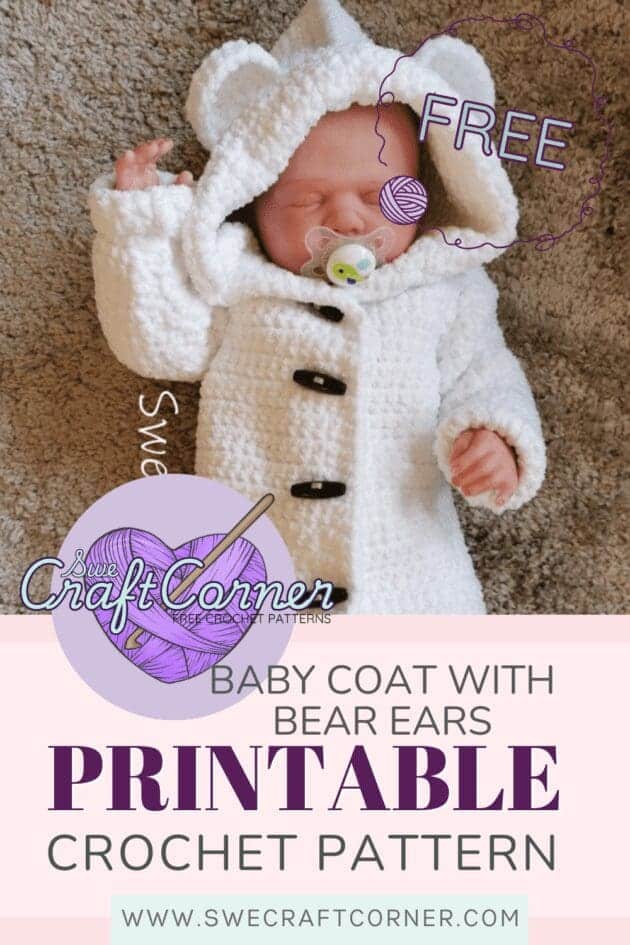 Baby coat with bear earsPrintable crochet pattern (2)