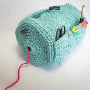 crochet Yarn project bag in turquoise