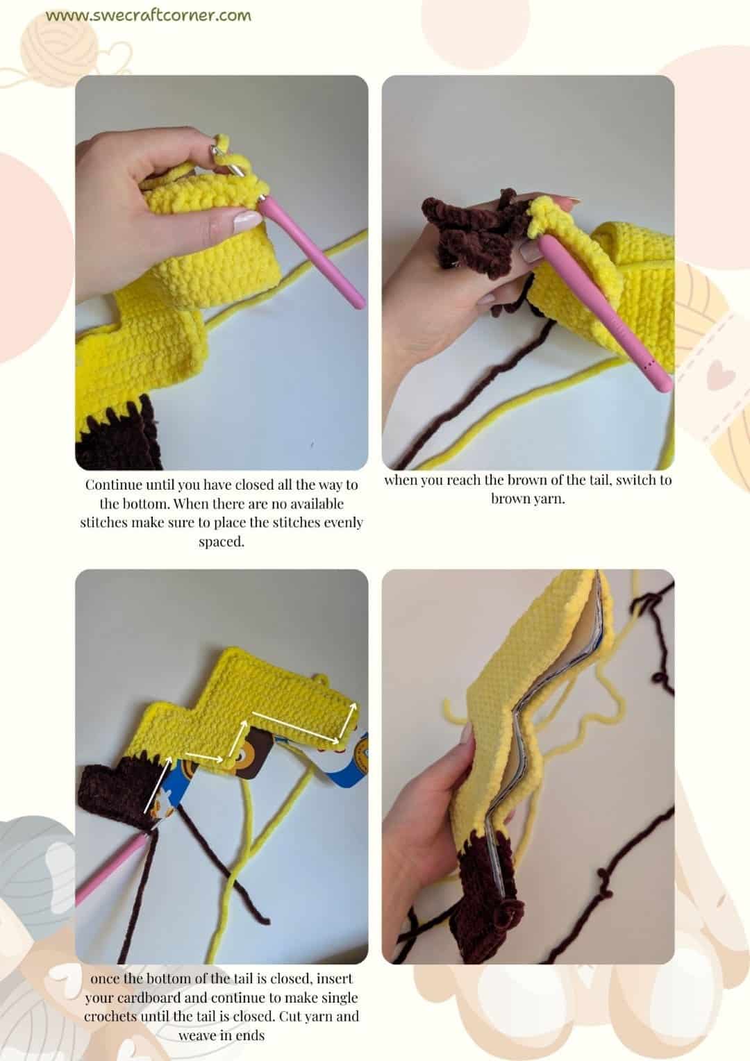 Crochet instructions for Pikachu's tail