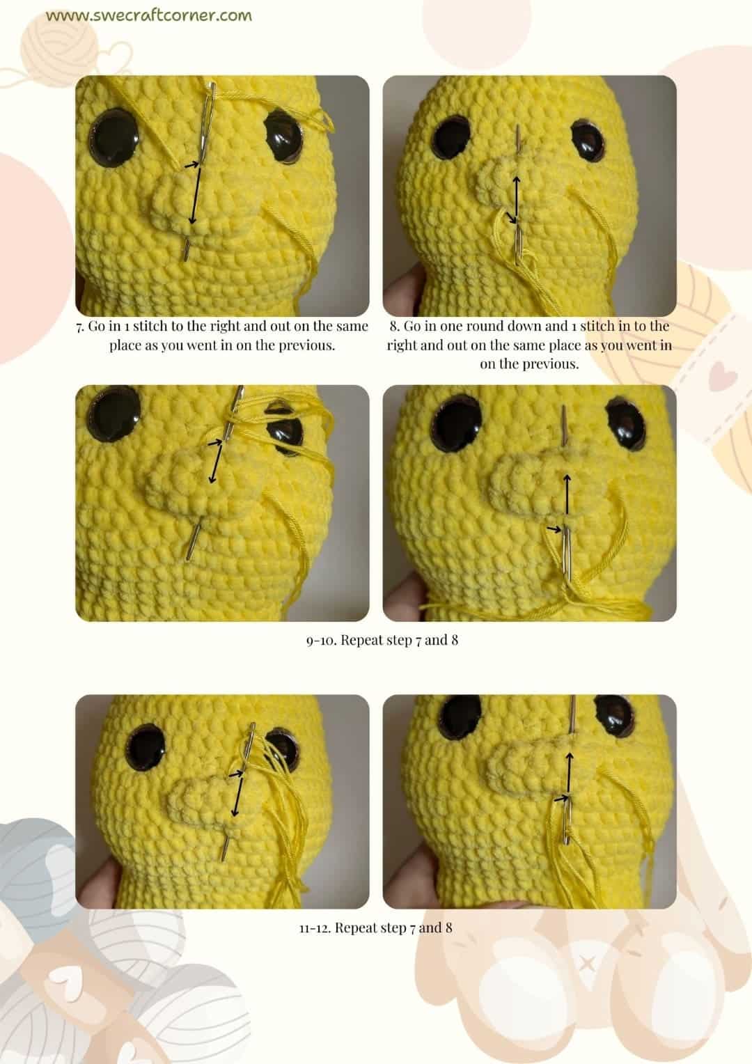 Crochet instructions for Pikachu's face