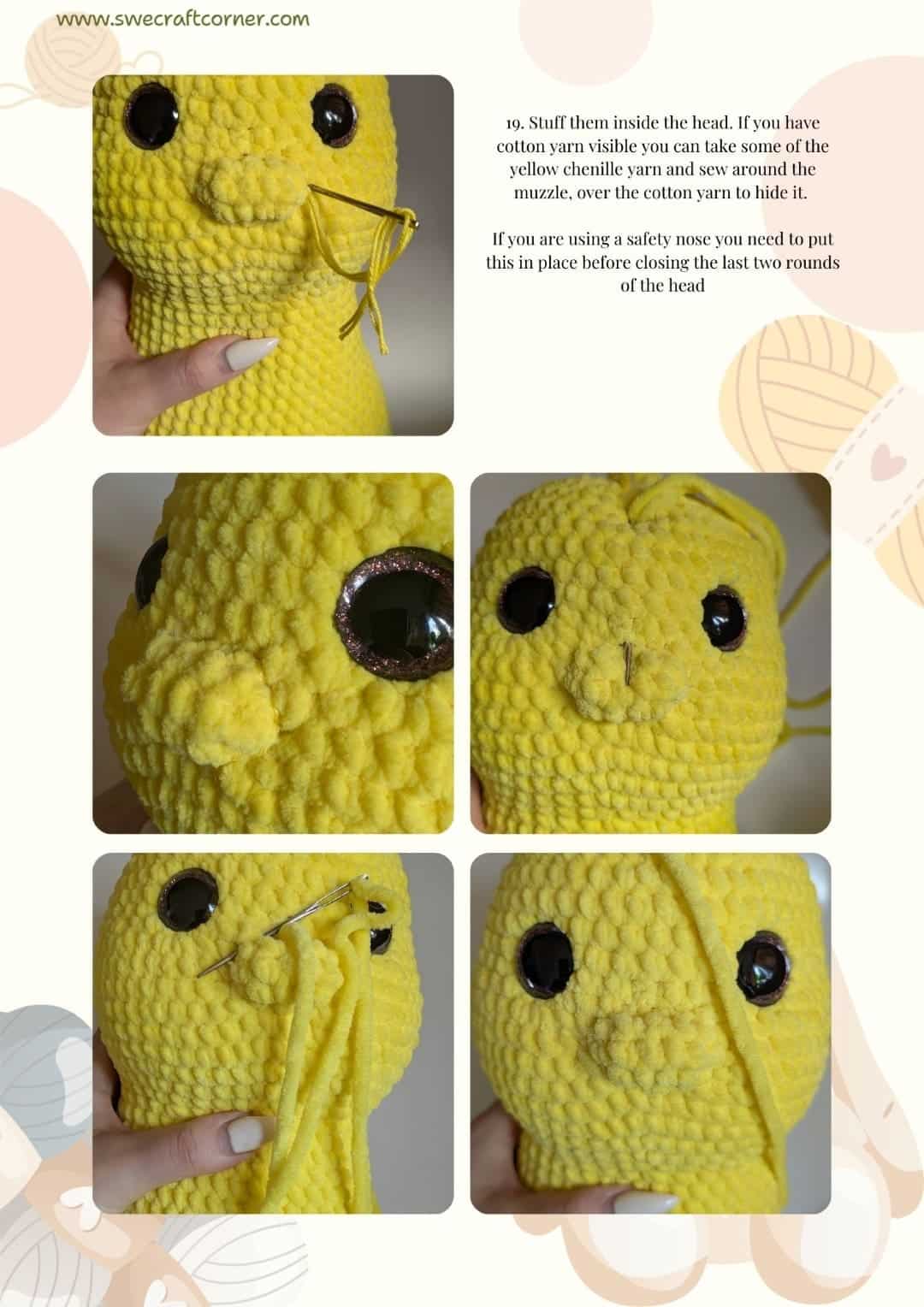 Crochet instructions for Pikachu's face
