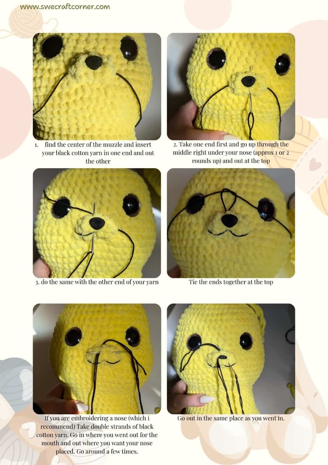Crochet instructions for Pikachu's face
