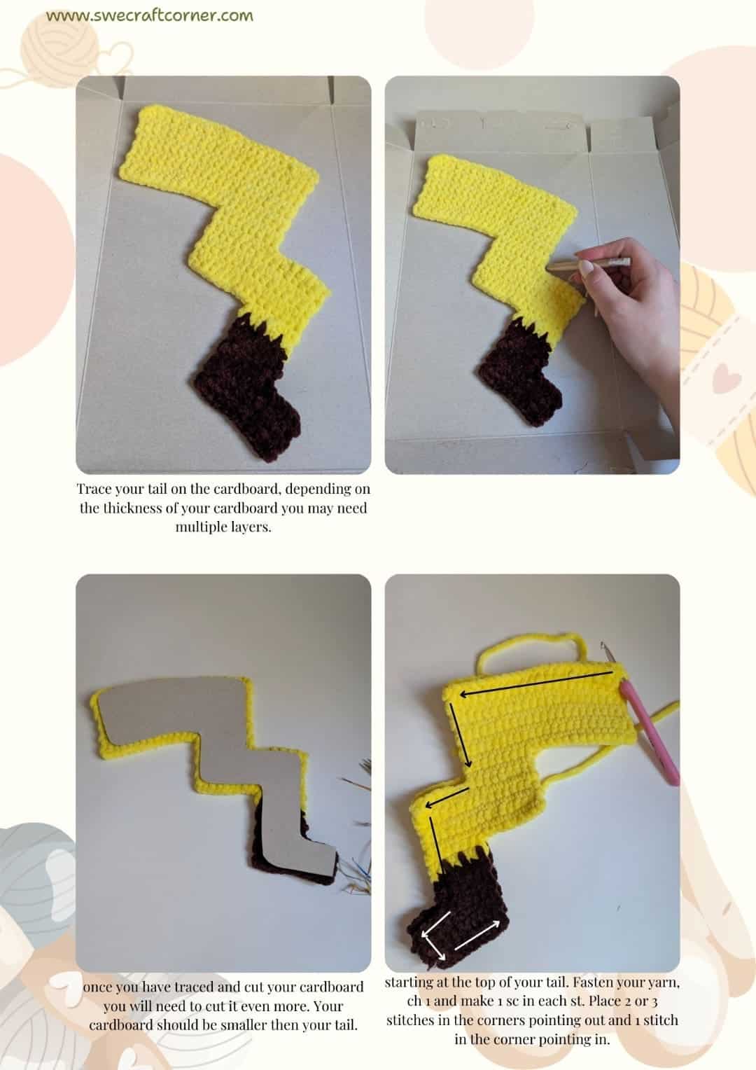 Crochet pikachu tail assembly instructions.